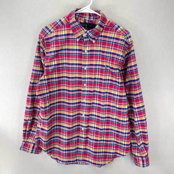 Polo Ralph Lauren Men’s L Blue‎ Red Plaid Button Down Shirt Classic Fit - Picture 1 of 12